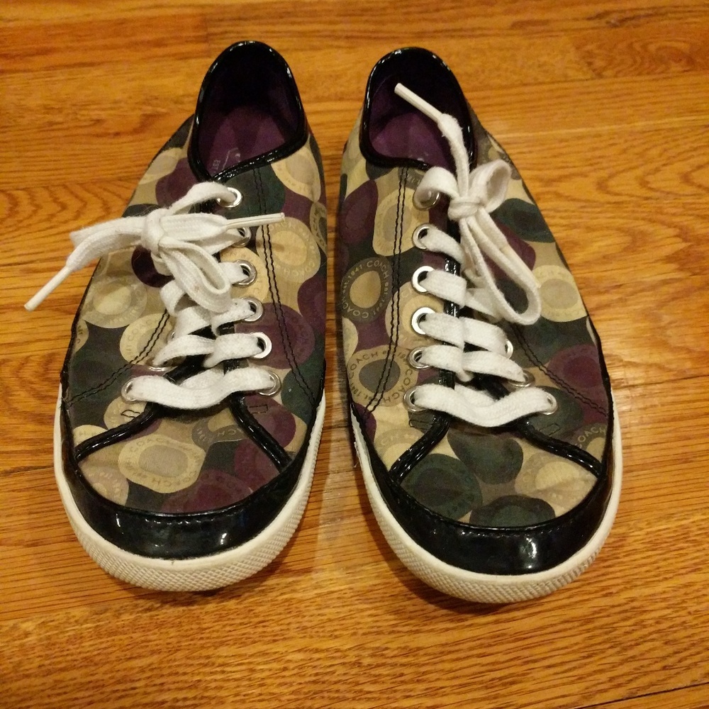 Coach Sneaker Shoe Flat Purple-Green-Tan Women 7.5